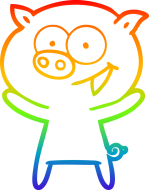 Bir insan tarafından çizilmiş neşeli bir domuz çizgi filminin gradyan çizimi.