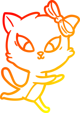 Bir insan tarafından çizilmiş çizgi film kedisinin sıcak çizgi çizimi