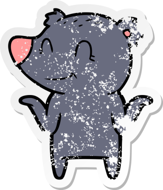 Bir insanın omuzlarını silkeleyen gülümseyen bir ayının sıkıntılı çıkartması.