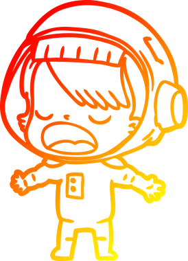 Bir insan tarafından çizilmiş, konuşan bir astronotun sıcak çizgi çizimi