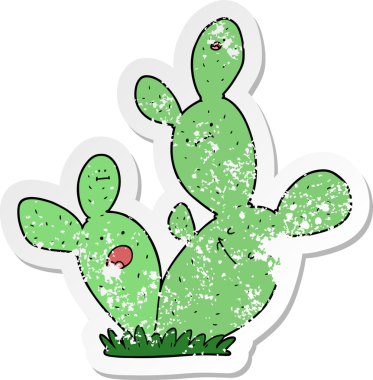 Bir insan tarafından çizilmiş bir kaktüsün sıkıntılı çıkartması.