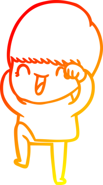 Bir insan tarafından çizilmiş mutlu çizgi film çocuğu çizimi.