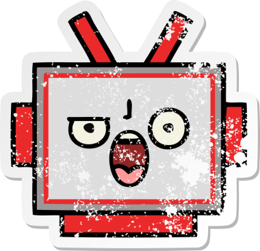 Bir insan tarafından çizilmiş sevimli robot kafasının sıkıntılı çıkartması.