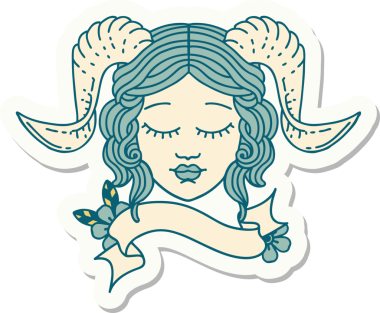 Bir insan tarafından çizilmiş parşömen pankartıyla bağlanmış karakter yüzü etiketi