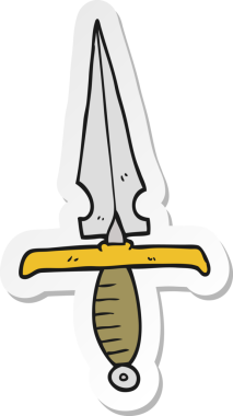 Bir insan tarafından çizilmiş karikatür hançeri çıkartması.