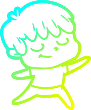 Bir çizgi film karakteri çizen soğuk çizgi bir insan tarafından çizilmiş mutlu çocuk.