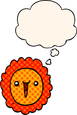 Bir insan tarafından çizilmiş çizgi roman tarzında düşünce baloncuğu olan ayçiçeği.