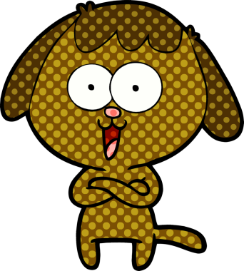 Bir insan tarafından çizilmiş şirin bir çizgi film köpeği.