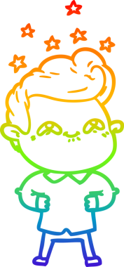 Gökkuşağı gradyanı çizimi bir insan tarafından çizilmiş heyecanlı bir çizgi film