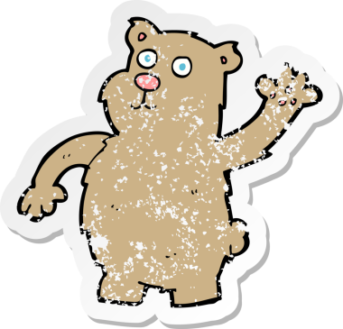 Bir insan tarafından çizilmiş sallanan bir ayının gerilimli çıkartması.