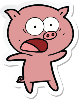 Bir insan tarafından çizilmiş domuz çizgi filmi etiketi.