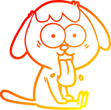 Bir insan tarafından çizilmiş sevimli bir köpeğin sıcak çizgi çizgisi.