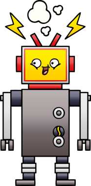 Bir insan tarafından çizilmiş bir robotun gölgelenmiş çizimi