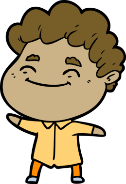 Bir insan tarafından çizilmiş çizgi film dostu bir adam.