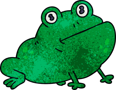 Bir insan tarafından çizilmiş garip bir karikatür kurbağası