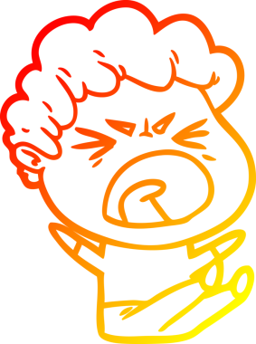 Bir insan tarafından çizilmiş kızgın bir adamın çizgi film çizimi.