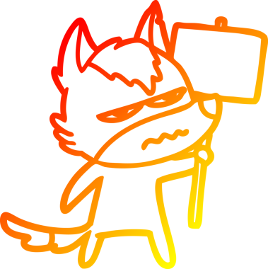 Bir insan tarafından çizilmiş kızgın bir kurdun sıcak çizgi çizimi.