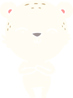 Bir insan tarafından çizilmiş mutlu düz renkli çizgi film ayısı.