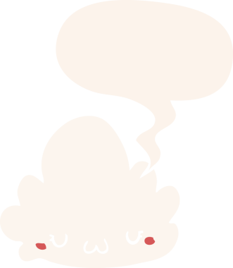 Konuşma baloncuğu olan sevimli çizgi film bulutu bir insan tarafından çizilmiş.