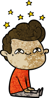 Bir insan tarafından çizilmiş heyecanlı bir çizgi film.