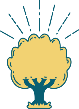 Bir insan tarafından çizilmiş geleneksel dövme ağacının çizimi