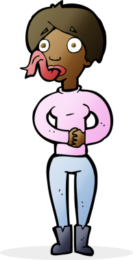 Bir insan tarafından çizilmiş yılan dilli karikatür kadın.