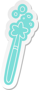 Bir insan tarafından çizilmiş sihirli bir değneğin çizgi film etiketi.