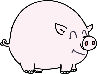 Bir insan tarafından çizilmiş garip bir çizgi film domuzu.