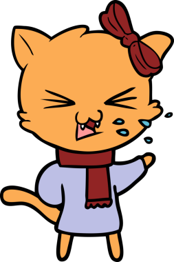 Bir insan tarafından çizilmiş çizgi film kedisi.