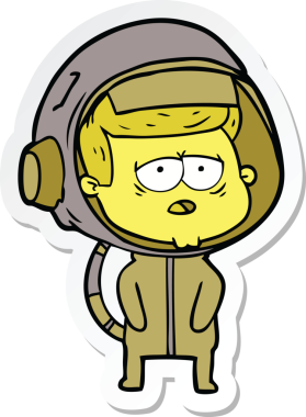 Bir insan tarafından çizilmiş yorgun bir astronotun çıkartması.