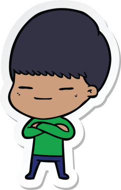 Bir insan tarafından çizilmiş kendini beğenmiş bir çocuğun çıkartması.