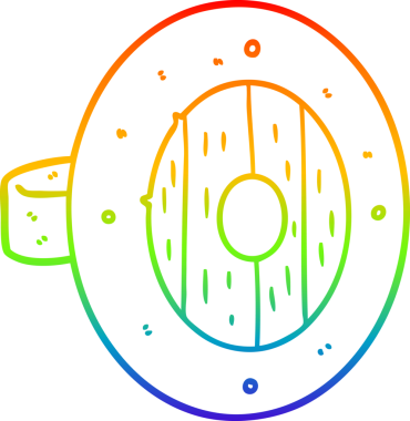 gökkuşağı gradyan çizimi bir insan tarafından çizilmiş bir Viking kalkan karikatürü