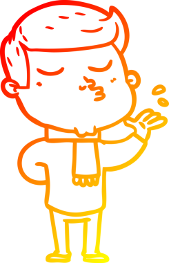 Bir insan tarafından çizilen çizgi film modelinin sıcak çizgi çizimi.