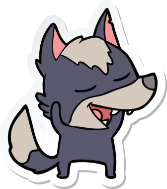 Bir insan tarafından çizilmiş bir kurt çizgi filminin çıkartması.