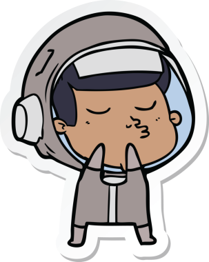 Bir insan tarafından çizilmiş kendine güvenen bir astronotun çıkartması.