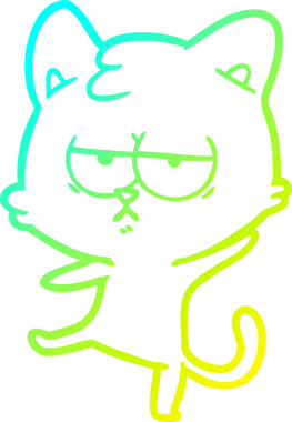 Sıkılmış çizgi film kedisinin insan tarafından çizilmiş soğuk gradyan çizgisi