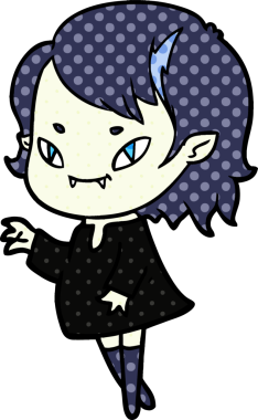 Bir insan tarafından çizilmiş çizgi film dostu vampir kız.