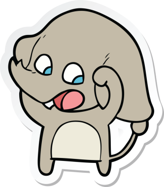 Bir insan tarafından çizilmiş şirin bir fil çıkartması.