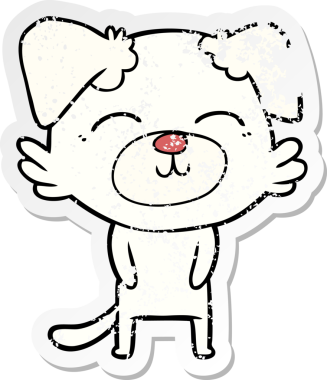 Bir insan tarafından çizilmiş bir karikatür köpeğinin sıkıntılı çıkartması.