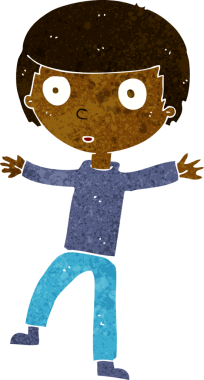 Çizgi film bir insan tarafından çizilmiş ürkmüş çocuk.