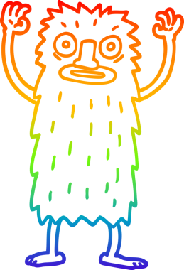 gökkuşağı gradyan çizgi çizimi bir insan tarafından çizilmiş Yeti canavarı