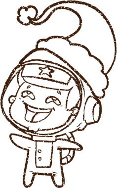 Bir insan tarafından çizilmiş Noel Astronotu Kömür Çizimi