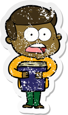 Bir insan tarafından çizilen şok olmuş bir adamın karikatür çıkartması.