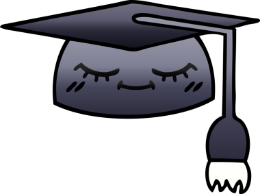 Bir insan tarafından çizilmiş mezuniyet şapkasının gölgeli çizgi filmi.