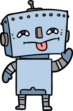 Bir insan tarafından çizilmiş çizgi film robotu