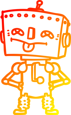 Bir insan tarafından çizilen çizgi film robotunun sıcak çizgi çizimi