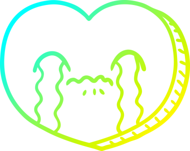 Bir insan tarafından çizilmiş ağlayan aşk dolu bir karikatür çizimi.