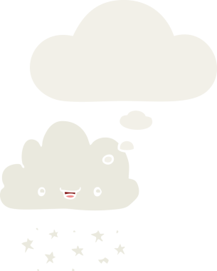 Düşünce baloncuklu karikatür fırtına bulutu insan tarafından çizilmiş.