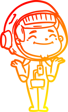 Bir insan tarafından çizilmiş mutlu bir astronotun sıcak çizgi çizimi