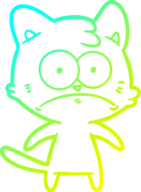 İnsan tarafından çizilmiş bir çizgi film çizimi. Sinirli bir kedi.